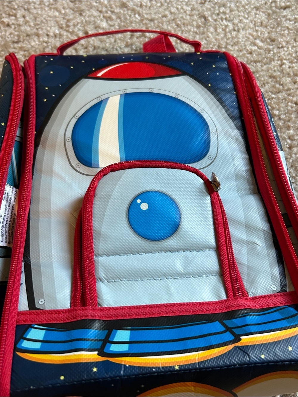 Kids Rocket Backpack Lunch Bag - Red & Blue - Picture 5 of 8